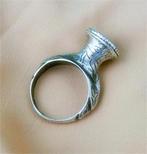 Turkman Silver and Green Onyx Ring Tribal Jewelry