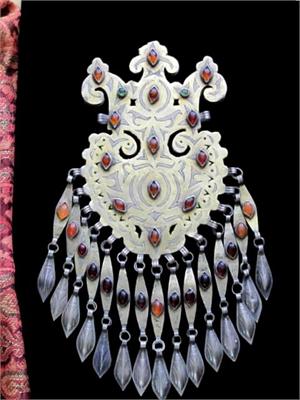 Large Antique Turkmen Tribal Jewelry Dagdan Pendant