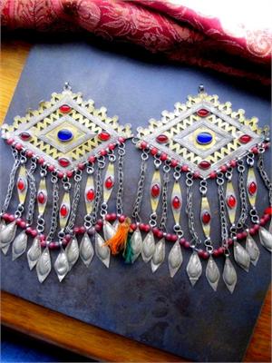 Pair Antique Boondajik Turkmen Pendants early to mid 1900
