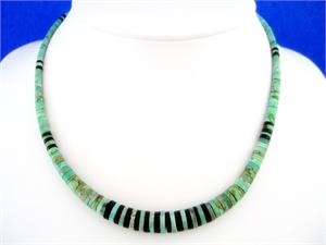 Native American Indian Heishe Necklace Turquoise and Jet