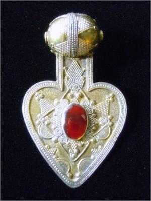 Turkmen Asyk Pendant Handcrafted Silver and Carnelian
