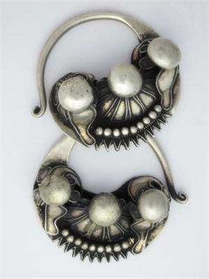 Handcrafted Hmong Large Metal Earrings Miao Tribal Jewelry