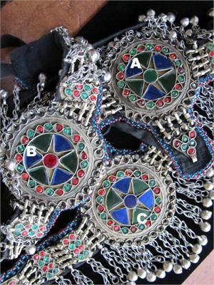 Kuchi Headdress Selection Choice of Colors Red, Green, Blue Centers
