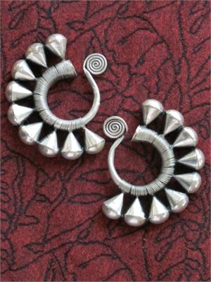 Hmong (Miao) National Hoop Earrings Gauged Jewelry