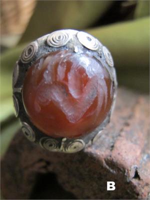 Vintage Afghan Carnelian Carved Bird Tribal Ring Style B