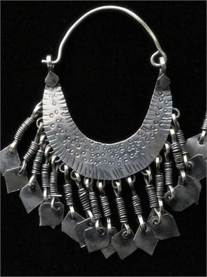Kashmiri Vintage Tribal Jewelry Earrings Close Up View