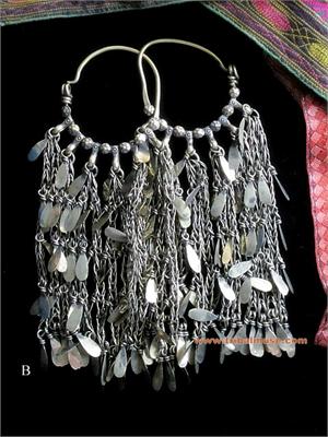 Huge Kuchi Tribal Jewelry Hoop Earrings Collectible Tribal