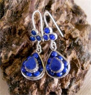 Lapis Lazuli and Sterling Silver Earrings Virtually Glowing Blue