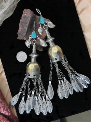 Extra Large Tribal Jewelry Dome Earrings with US Quarter for Size