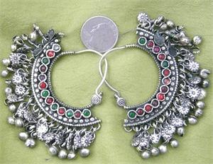 Crescent Moon Jangle Kuchi Earrings In Perspective