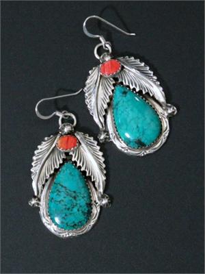 Stunning Red Mountain Turquoise Earrings Navajo Jewellery