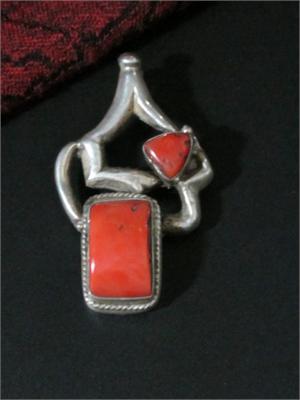 Red Coral and Sterling Silver Pendant Handcrafted in Nepal