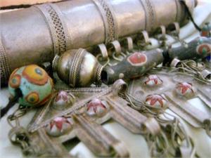 Vintage Turkman Jewelry Tumar Necklace Tumar, Beads, Dangles
