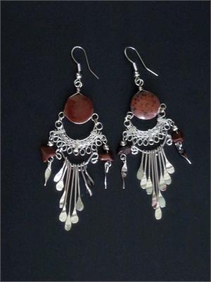 Full-Moon Tiger Agate Peruvian Earrings