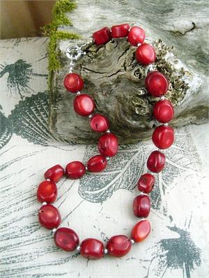 Elegant Vibrant Red Coral Nugget Necklace