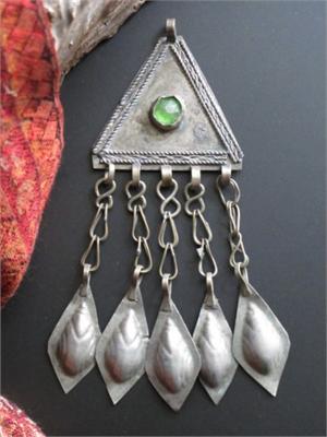 Unusual Green Bead Vintage Turkmen