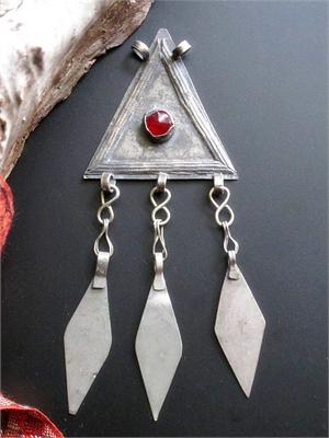 Vintage Turkman Tribal Triangle Pendant