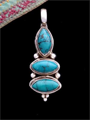 3 Level Turquoise Sterling Silver Pendant
