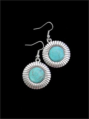 Turquoise Sunburst Dangle Earrings
