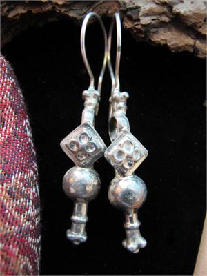 Uzbek Tribal Jewelry Silver Earrings Handcrafted Classic