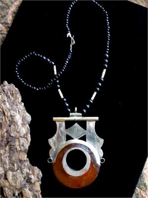 Tuareg Jewelry Vintage Necklace Carnelian Center Pendant