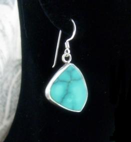 Aysymmetrical Turquoise Earrings Rich Natural Turquoise
