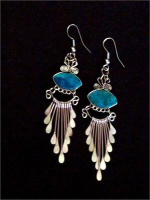 Vibrant Chysocolla Earrings from Peru