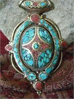 Turquoise, Coral, Brass