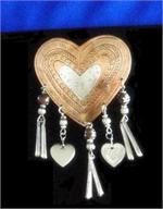 Heart Brooch with Dangles